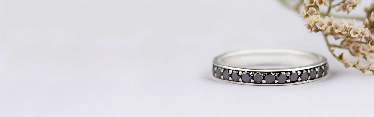 white gold onyx eternity wedding ring