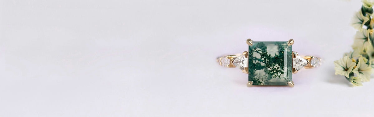 gemstone and diamond princess cut engagment rings