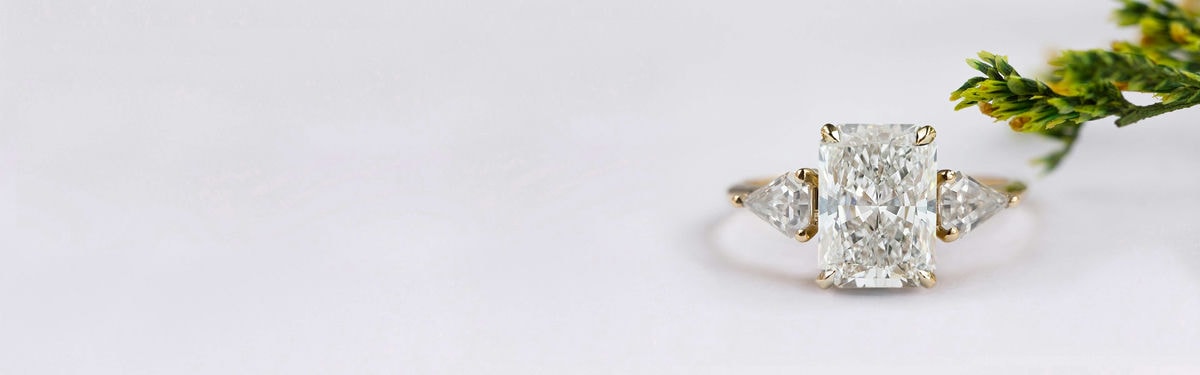 kite shaped moissanite radiant cut engagement rings