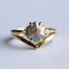 14k oro amarillo hexágono diamante conjunto de anillos