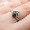 14k oro blanco anillo de diamantes de boda conjunto