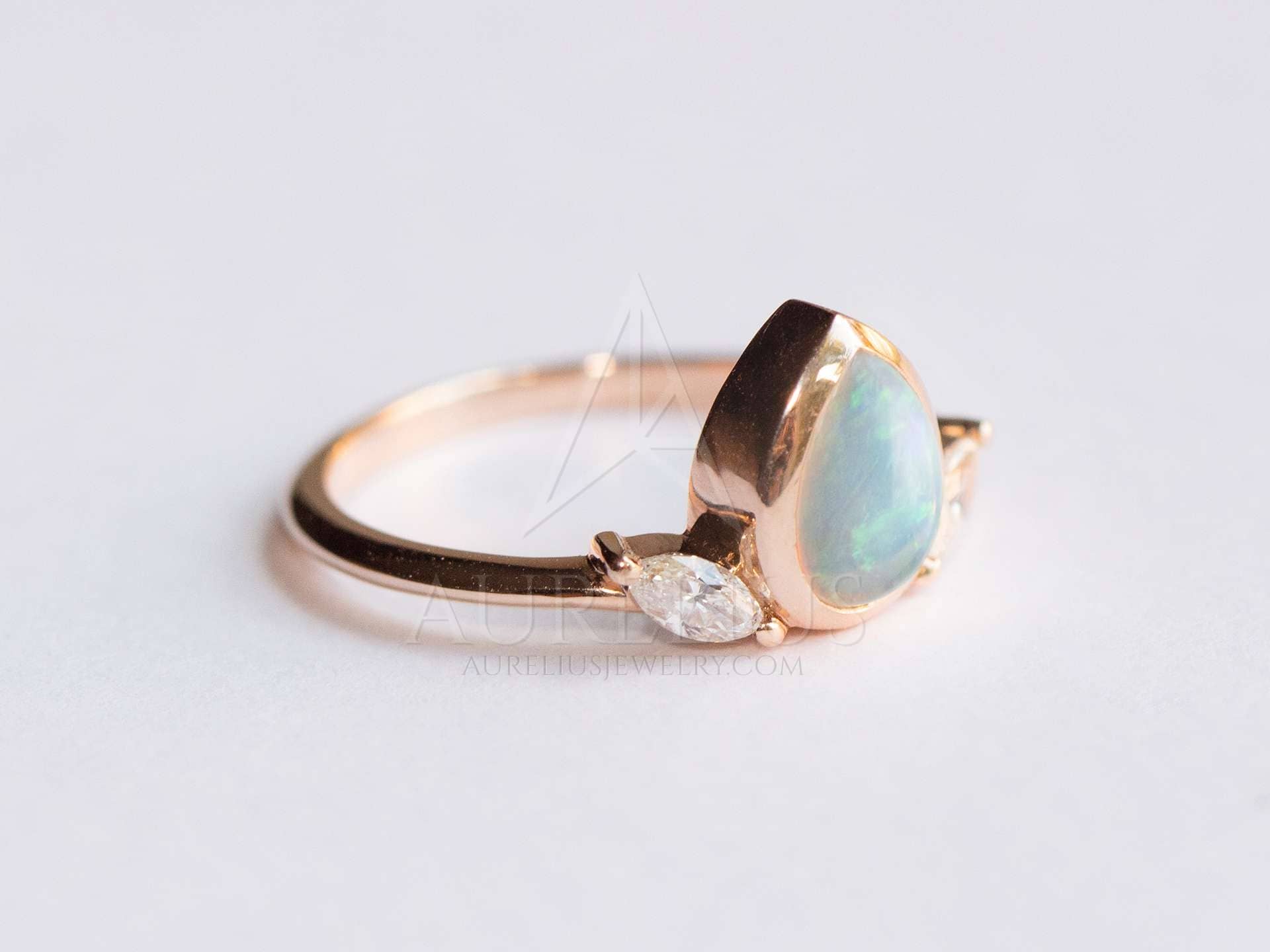 Buy Australian Opal Engagement Ring, Rose Gold Opal Ring, Opal Diamond Ring,  Vintage Inspired Opal Ring, 14k 18k Rose White Yellow Gold Online in India  - Etsy
