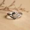 18k oro blanco Rosa Corte diamante conjunto de anillos