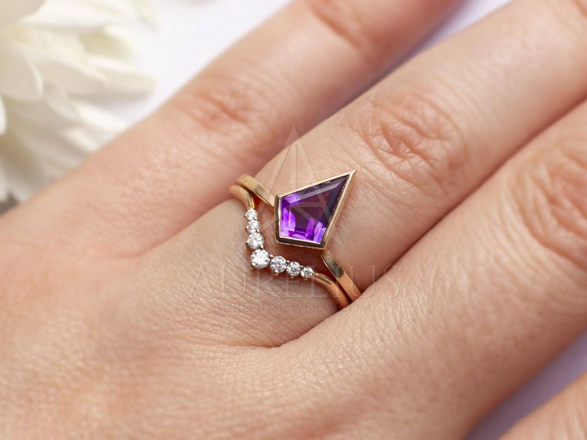 amethyst bridal ring set