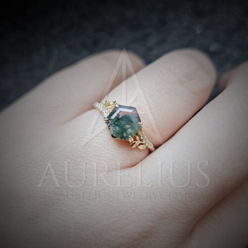 Bague de fiançailles Agate Mousse feuillue photo review