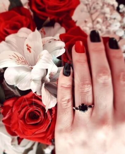 Hexagon Black Onyx Engagement Ring photo review