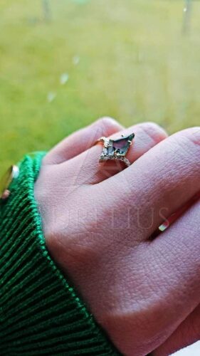 Bague de fiançailles Agate Mousse cerf-volant et Diamants photo review