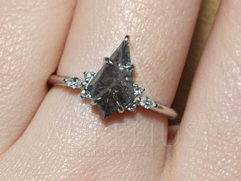 Länglicher Salzdrachen-Diamant-Brautring mit Diamant-Pflaster-Ehering
