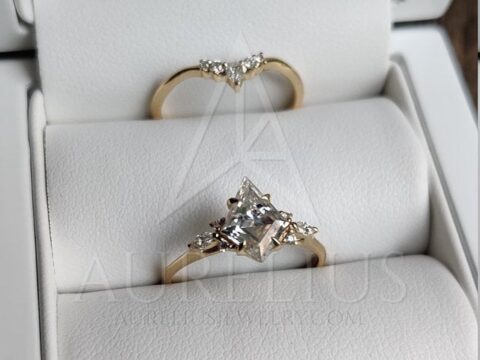 Kite Moissanit und Diamant Verlobungsring Set