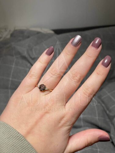 Bague hexagonale en Quartz Rutilé noir et Diamant photo review