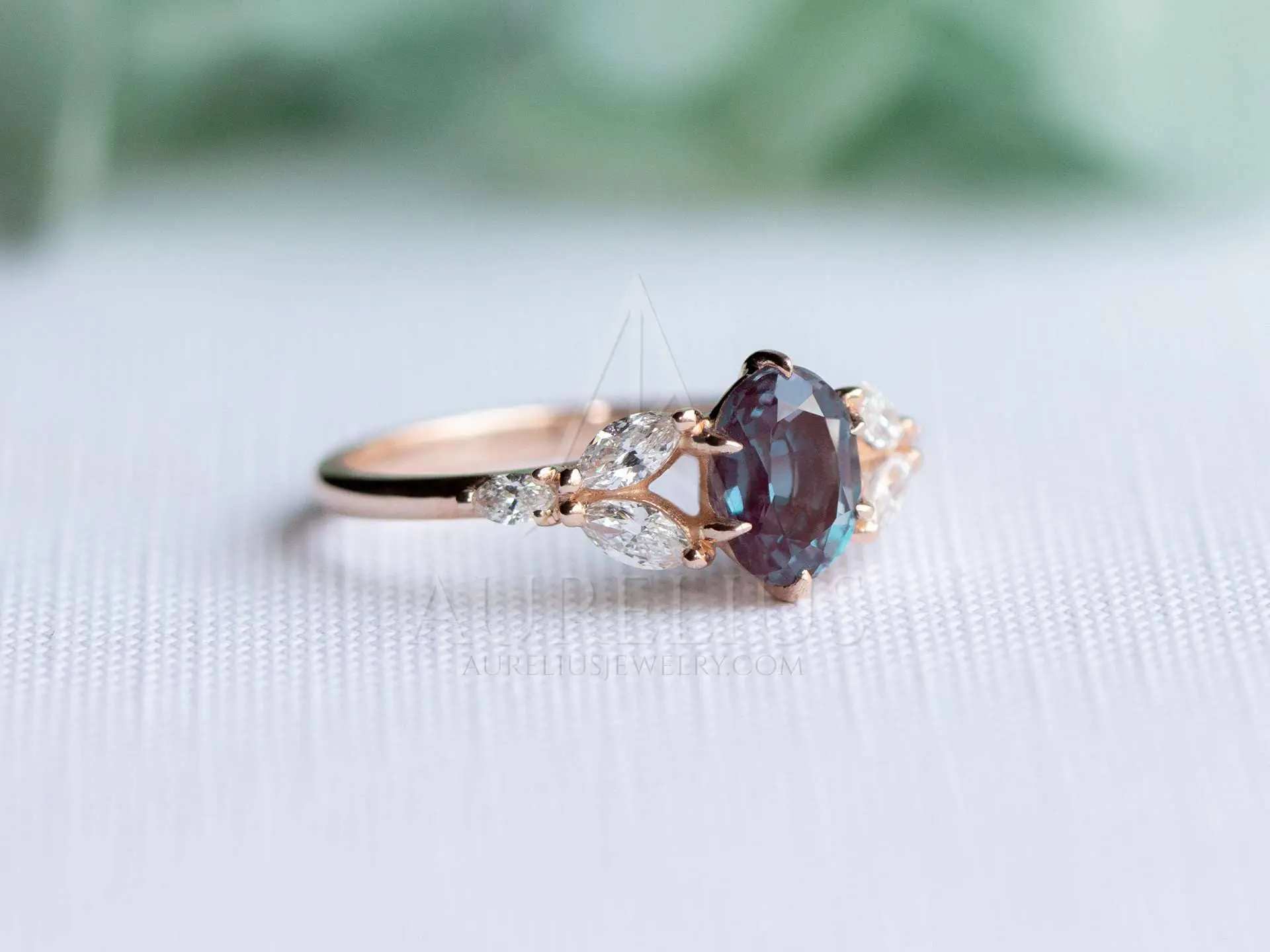 Bague De Fiançailles/mariage En Alexandrite Ovale 2.85ct Or Blanc 14k - Personnalisable