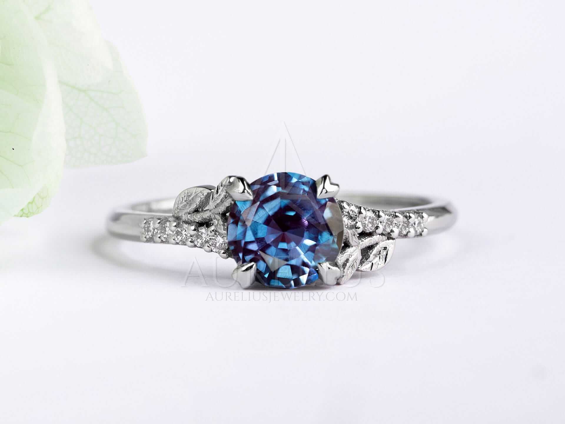 Nature Inspired Engagement Ring with Alexandrite - Elise