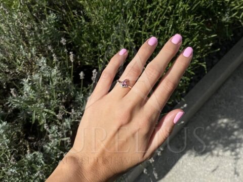 Kite Pink Tourmaline and Diamond Engagement Ring