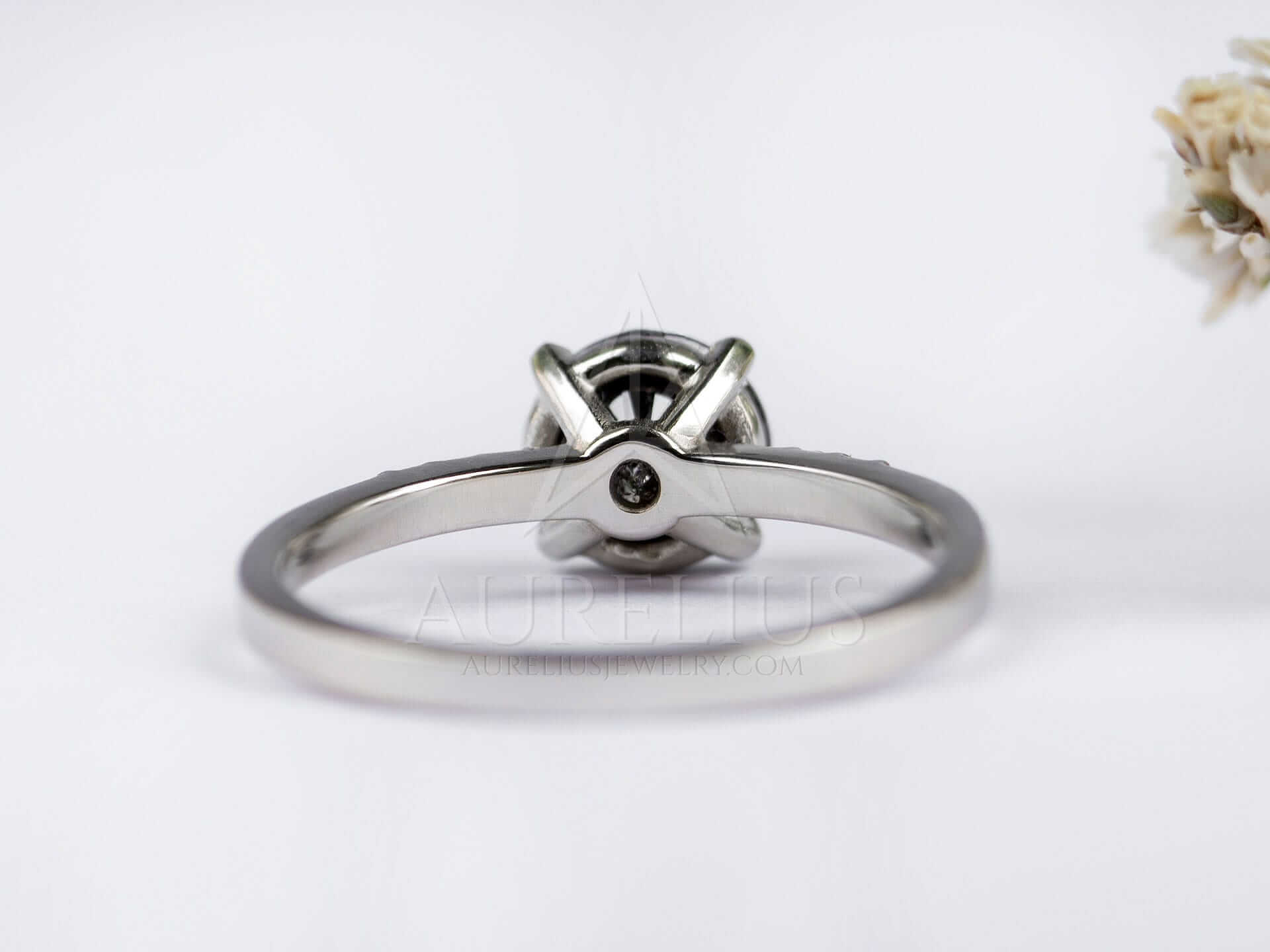 Round Engagement Ring with Salt and Pepper Diamond - Annabelle - Image 5