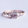 color durazno zafiro anillo de diamantes