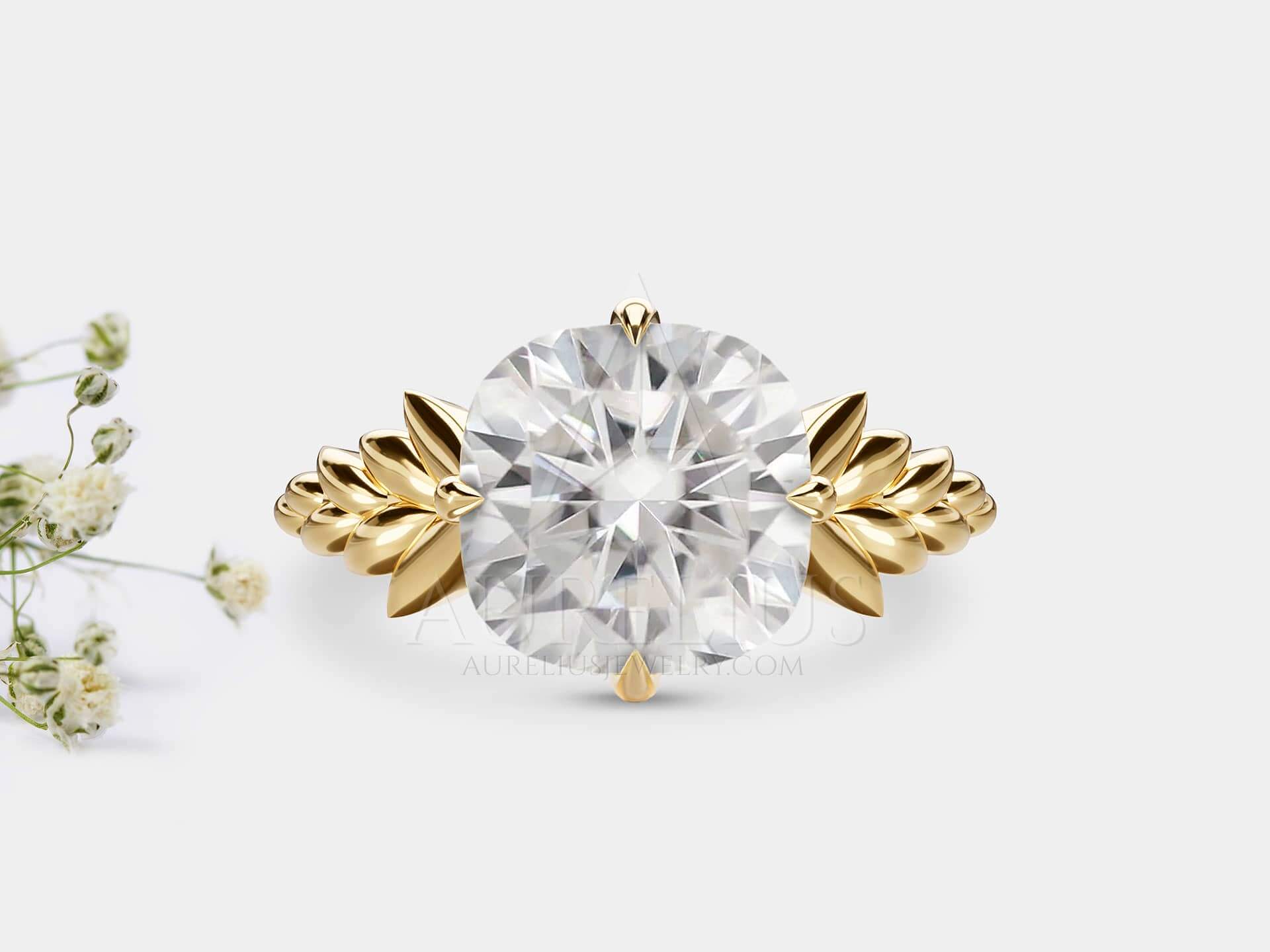 Cushion Cut Engagement Ring with Moissanite - Louise