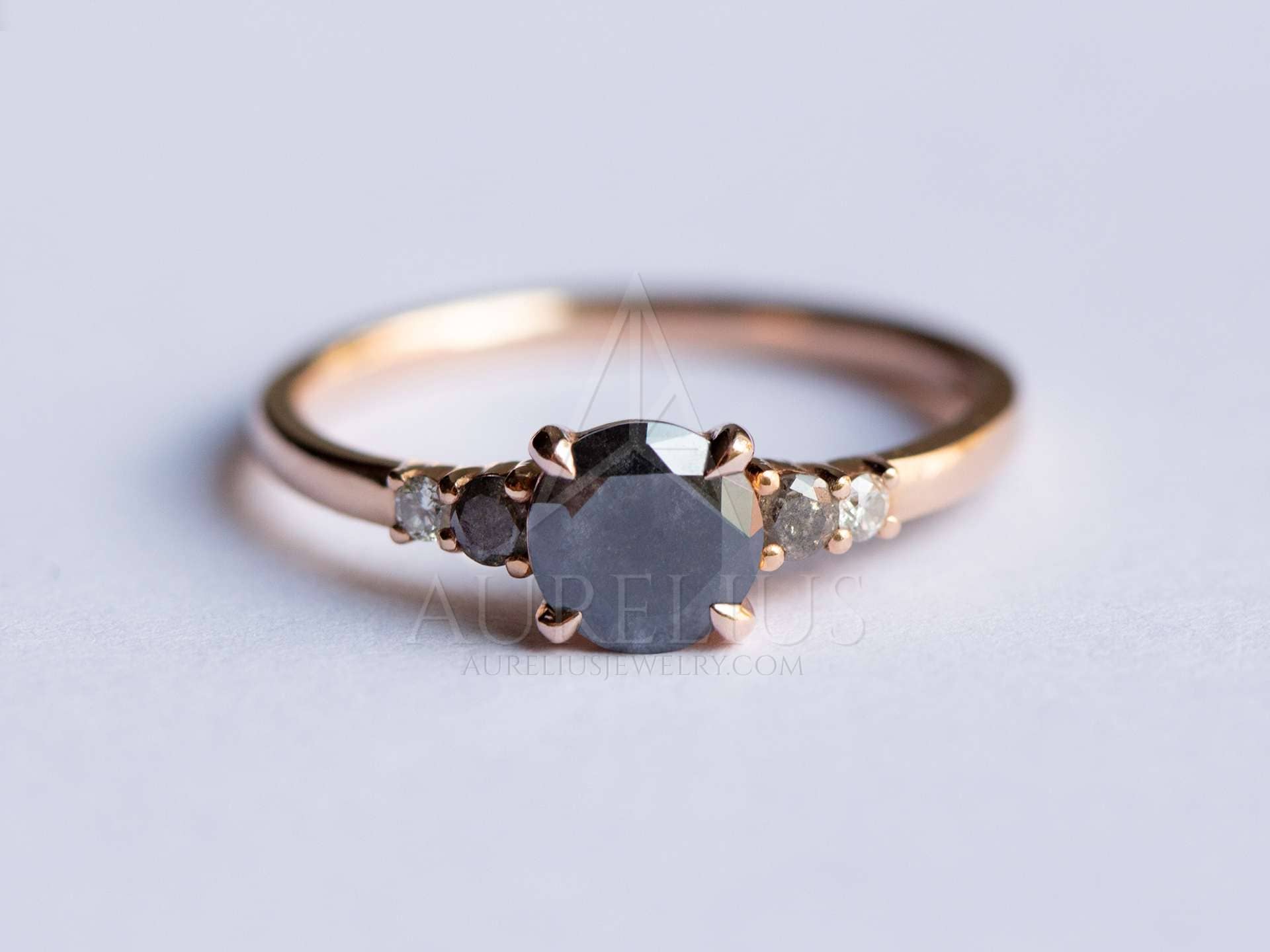 diamante negro anillo de compromiso oro rosa