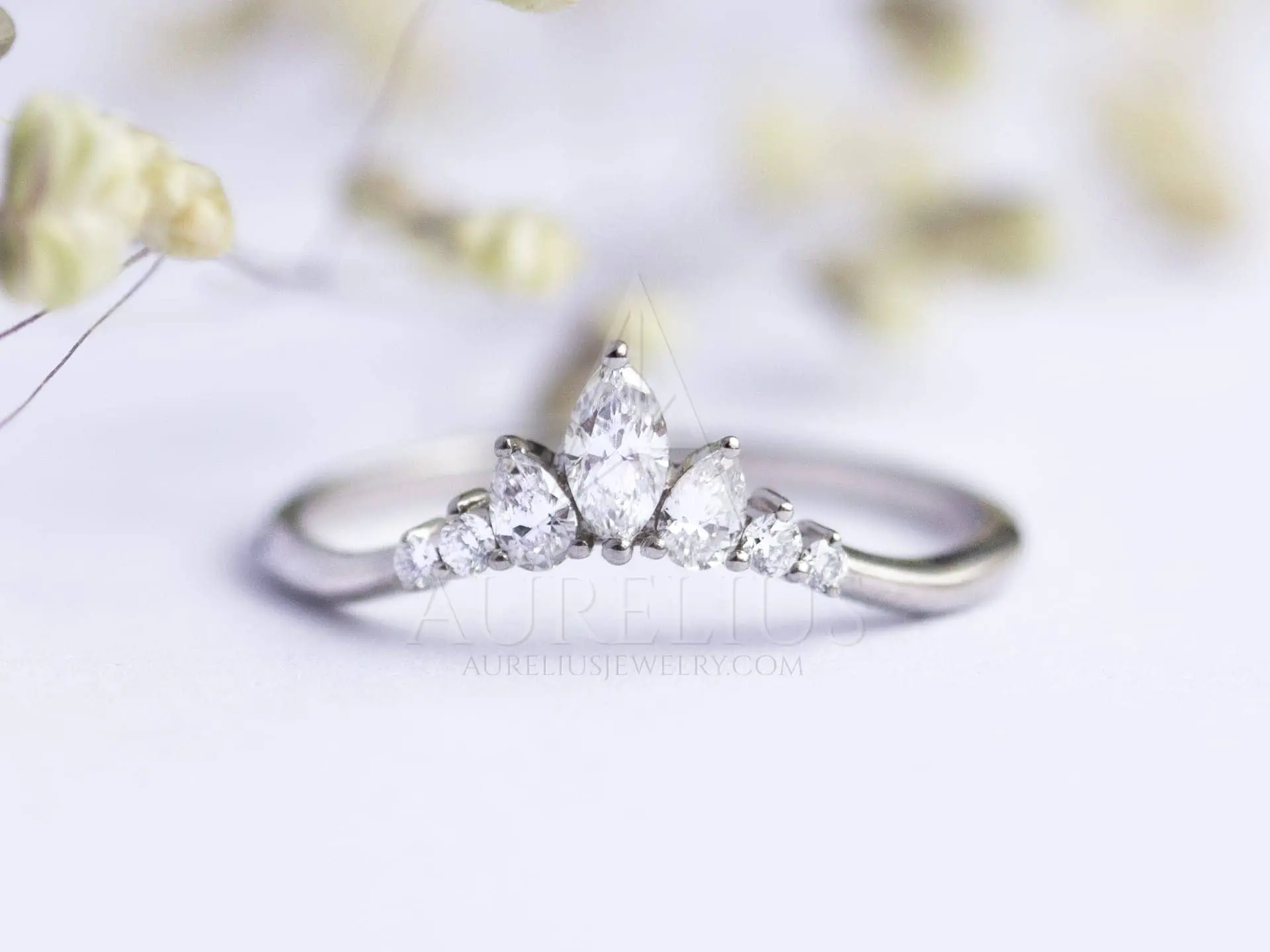 Crown Pear Shaped Pink Diamond Ring | Wedding Bands & Co.