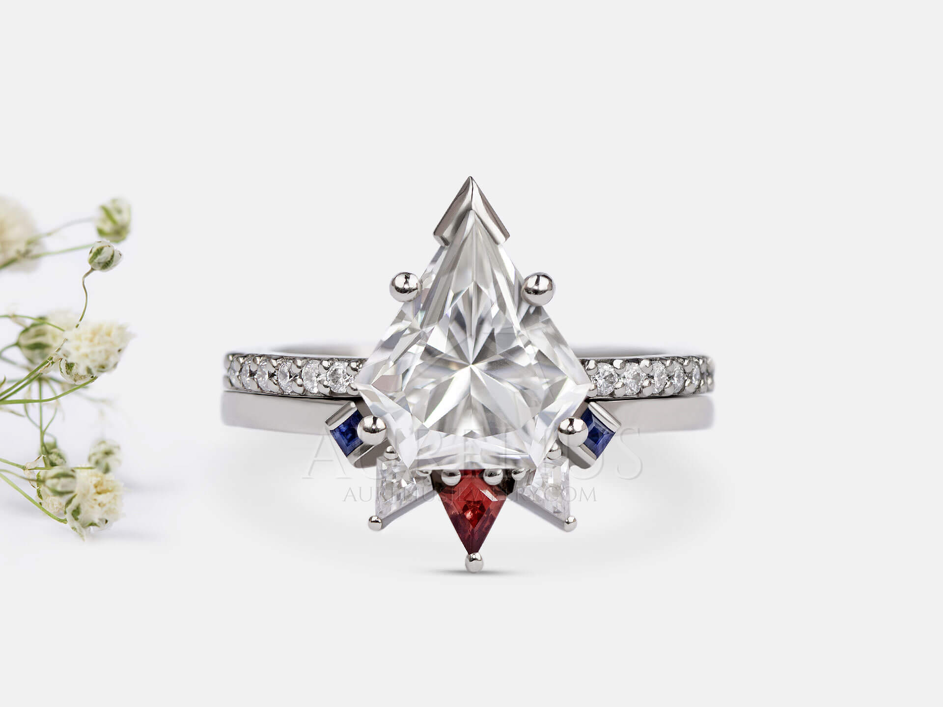 White Gold Moissanite Ring Set - Eloise