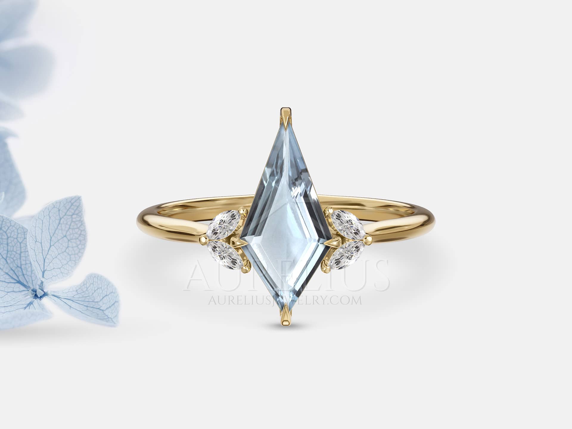 Elongated Kite Aquamarine Ring - Raine