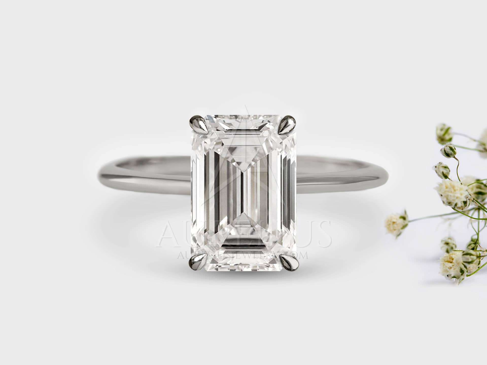 Lab Grown Emerald Cut Diamond Engagement Ring - Blair