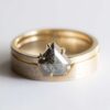 escudo sal y pimienta diamante conjunto de anillos ancho banda