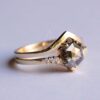 geometrický sůl a pepř diamant svatební prsten sada