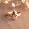 geométrico cometa oro rosa anillo de boda conjunto