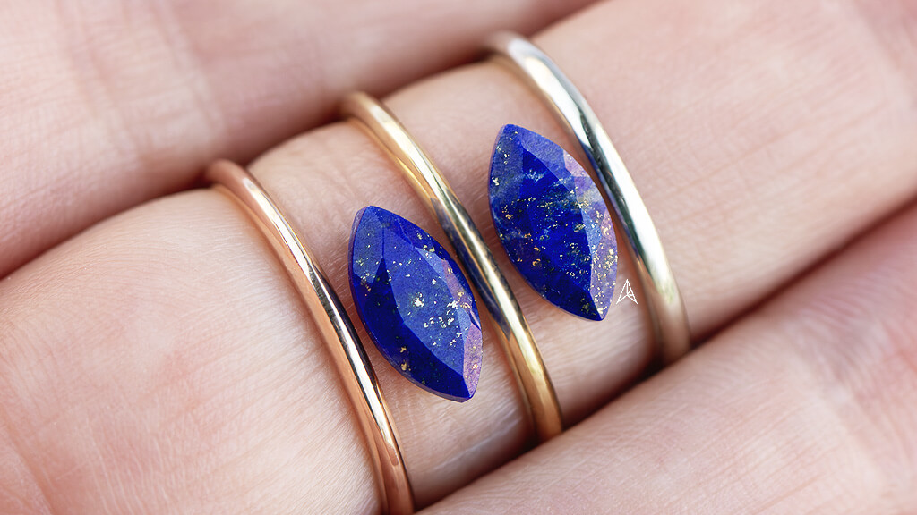 rose gold, yellow gold and white gold for lapis gemstones rings