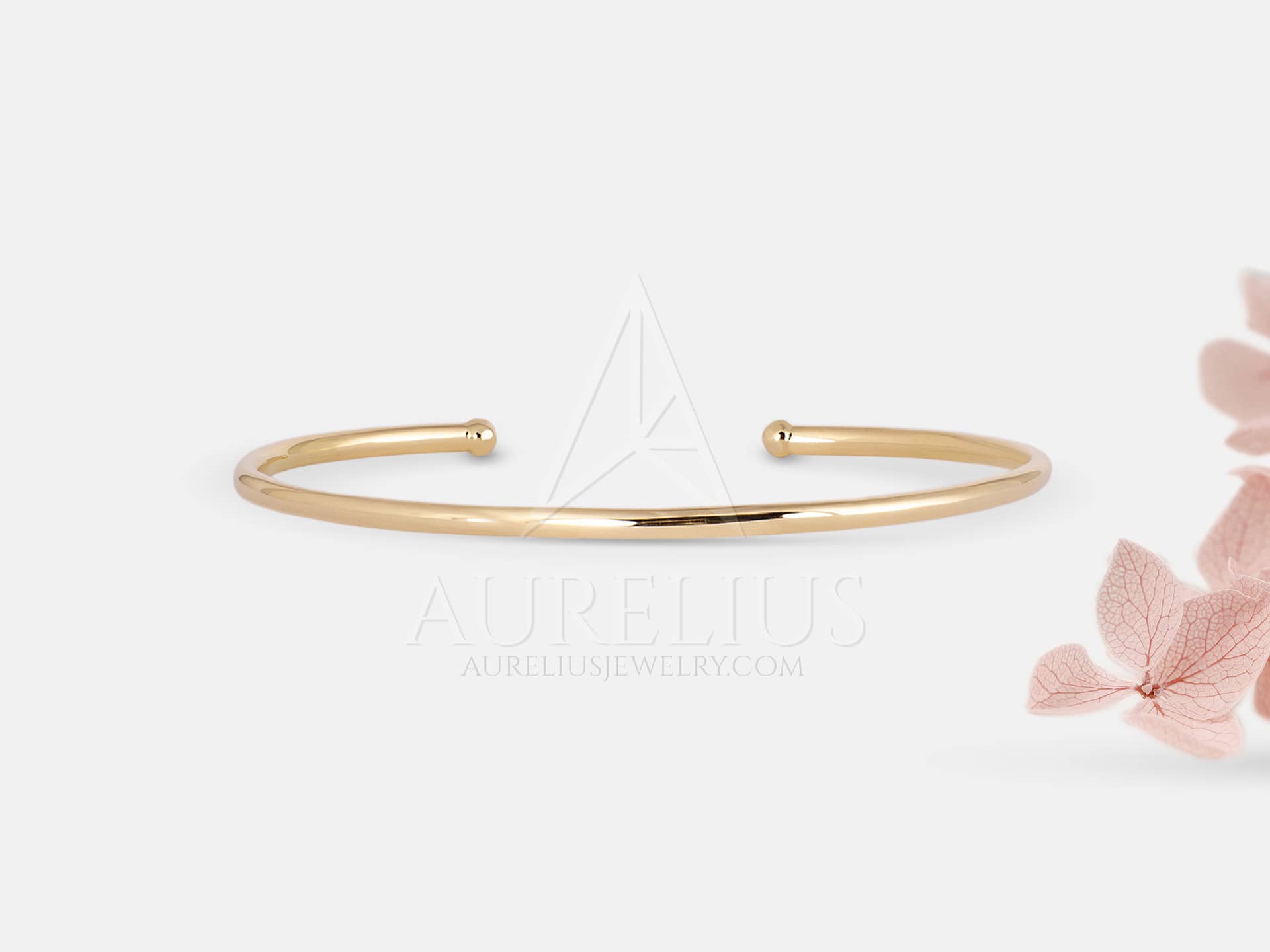 14k Gold Open Bangle Bracelet