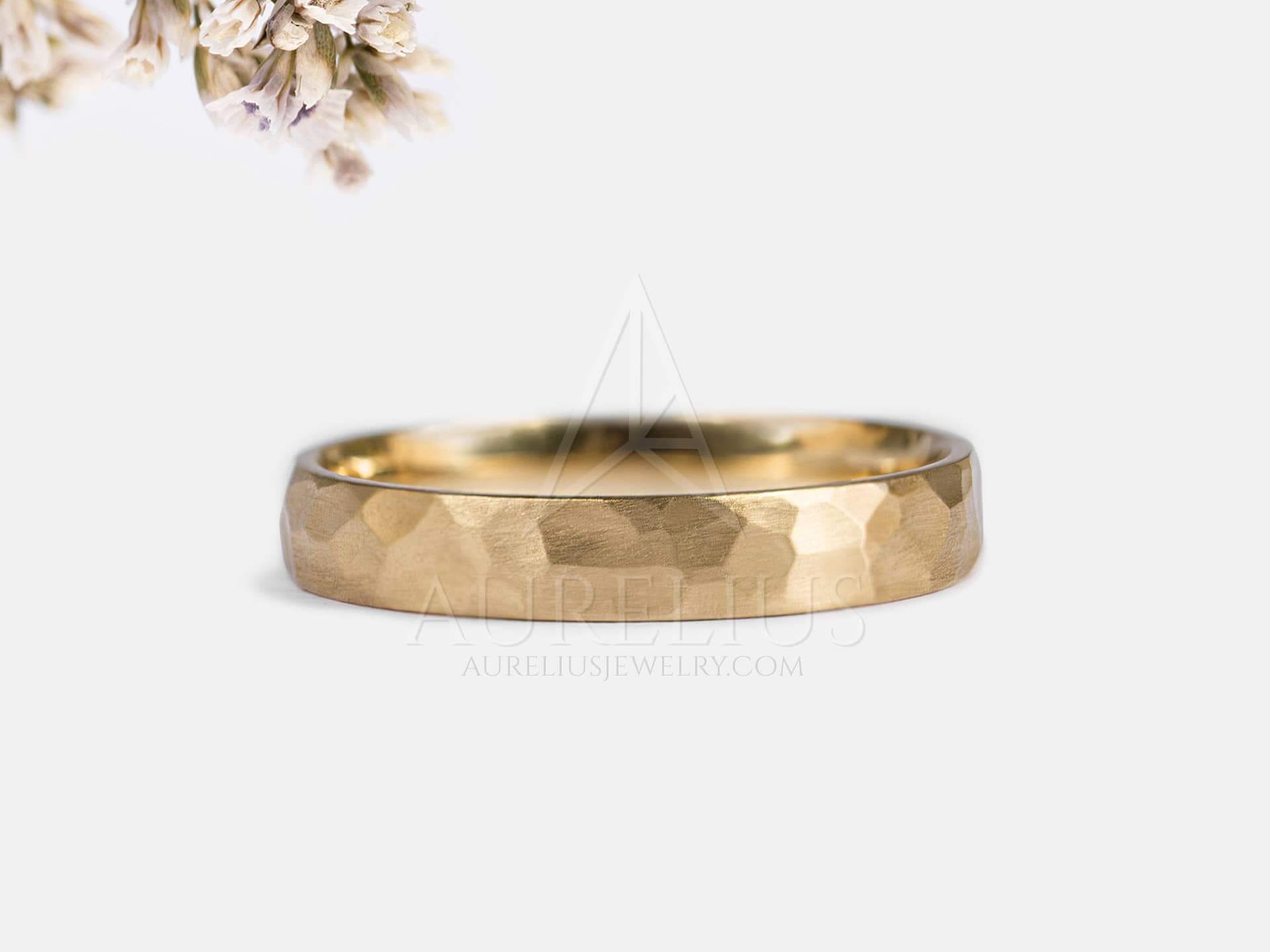 Hammered Men's Wedding Ring 4mm - Andre