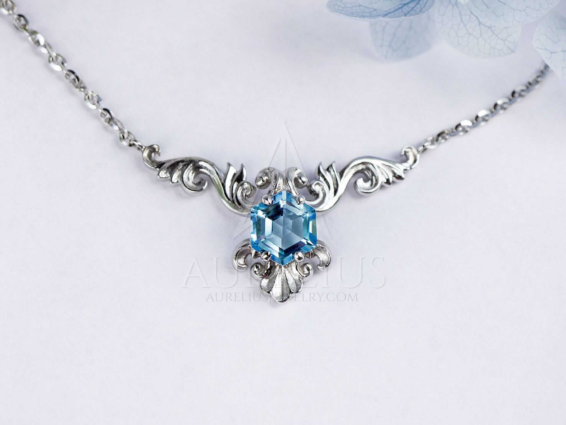 Vintage Charm Necklace with Topaz Birthstone