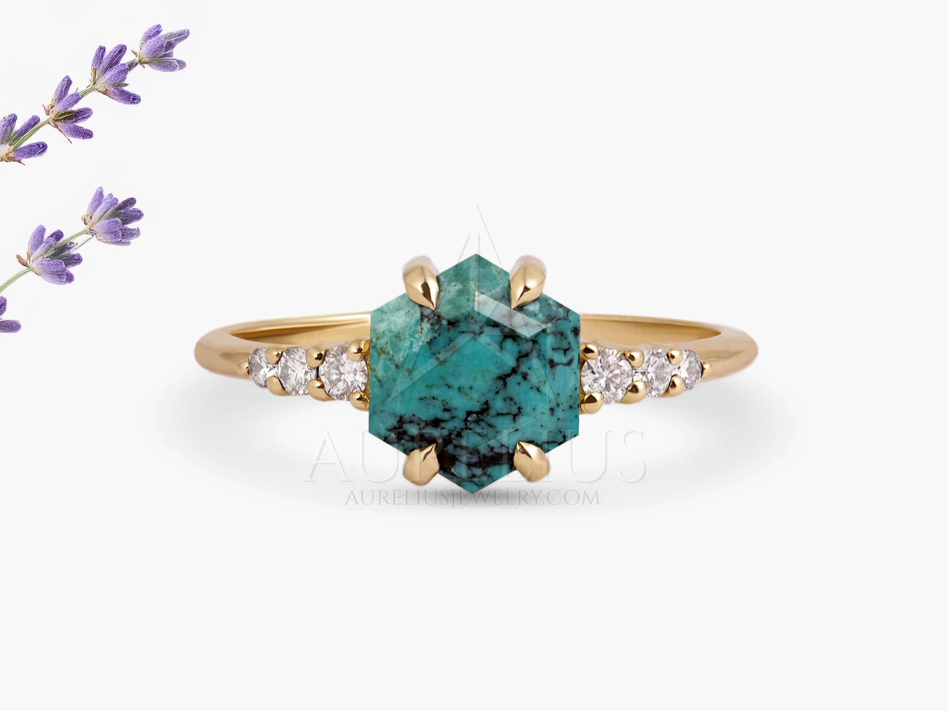 Turquoise and Diamond Engagement Ring - Nerissa