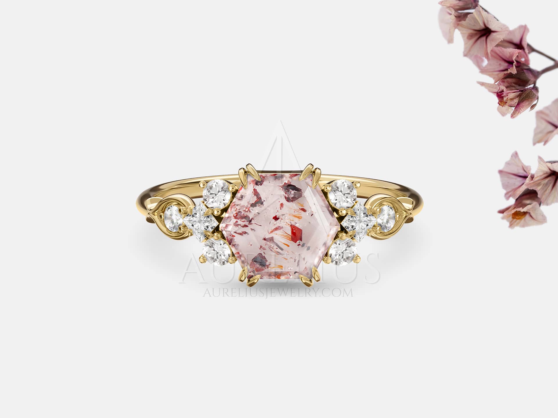 Hexagon Lepidocrocite Quartz Ring - Dana