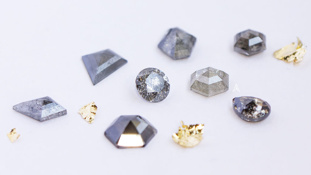 hexagon kite round pear are just a few of available shapes of salt and pepper diamond