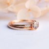 jednoduchý růže zlato svatební prsten s diamanty