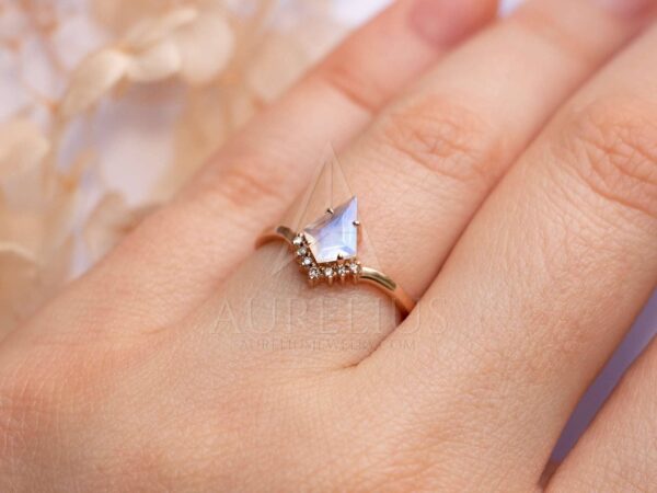 Buy Pear Shaped Moonstone Engagement Ring White Gold Halo Diamond Vintage Engagement  Ring Antique Milgrain Bridal Anniversary Gift for Women Online in India -  Etsy