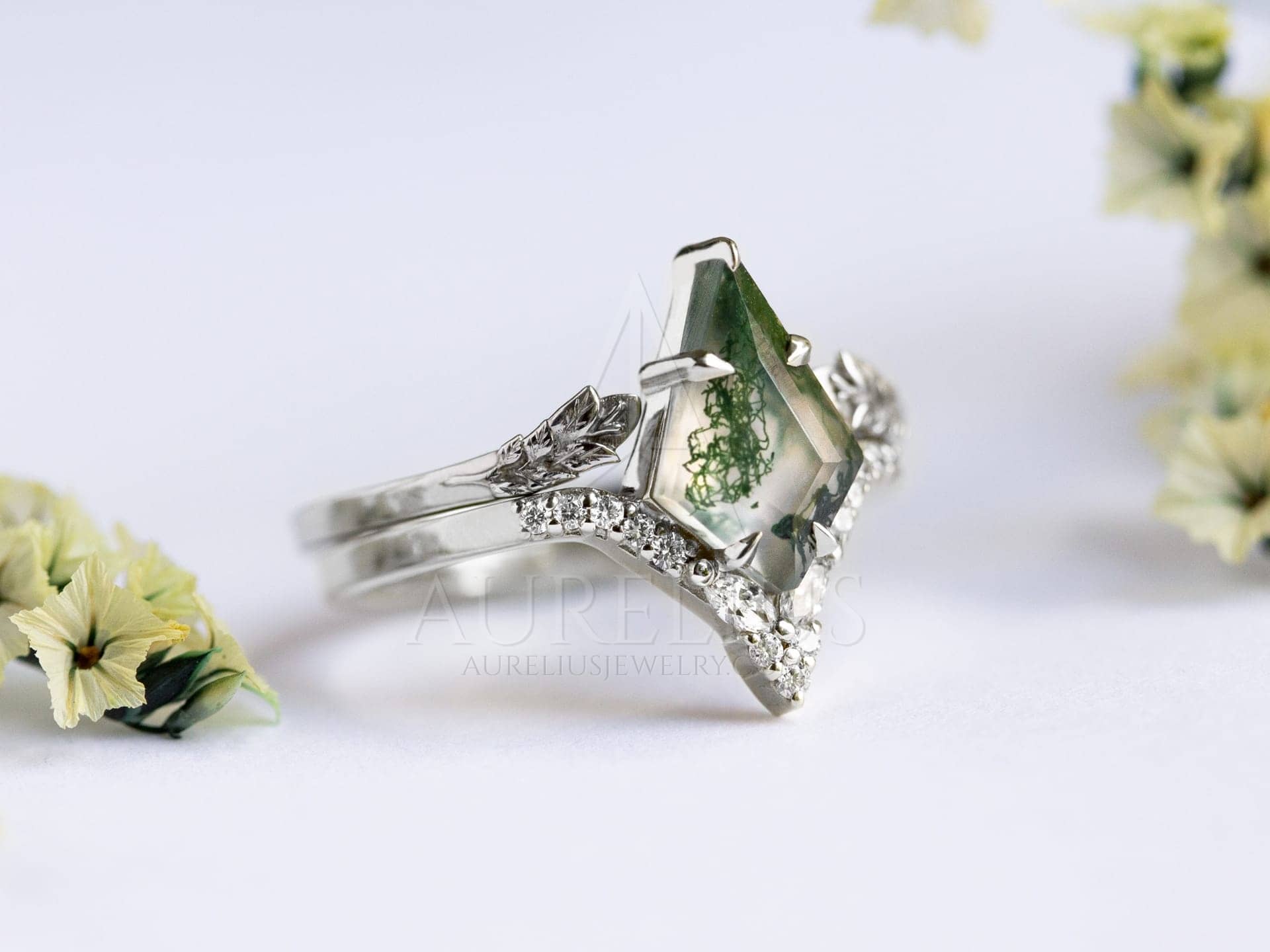 Kite Diamond Floral Star Engagement Wedding Ring