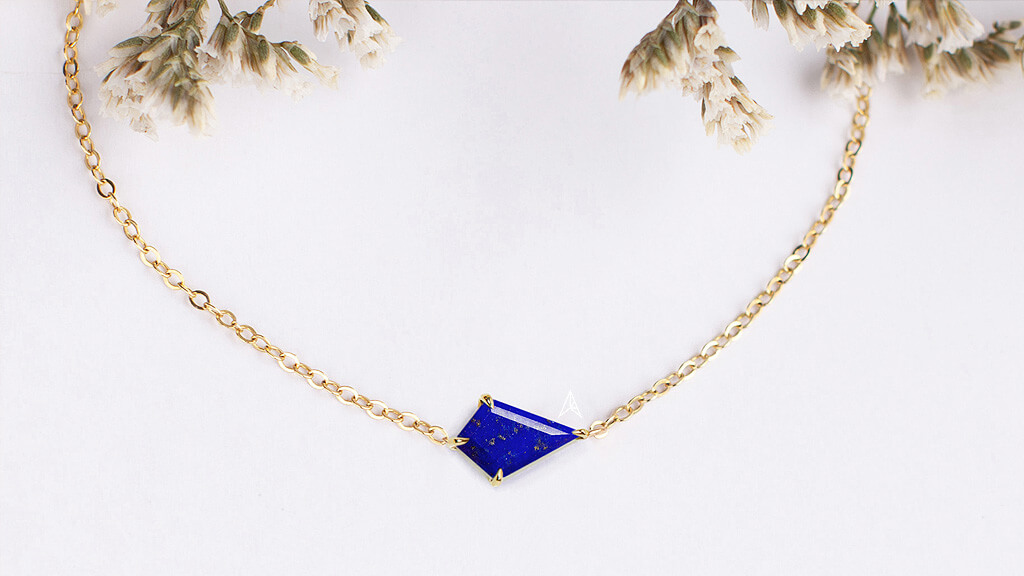 minimalistic bracelet with deep blue gemstone lapis
