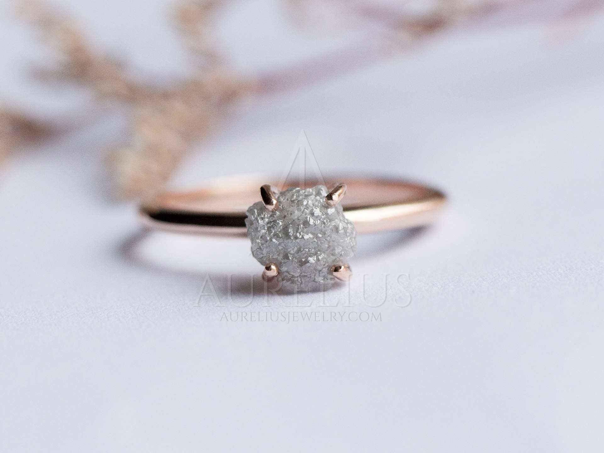 Buy Rough Diamond Engagement Ring and Diamond Wave Wedding Band in Recycled  14k 18k White, Rose, or Yellow Gold Online in India - Etsy