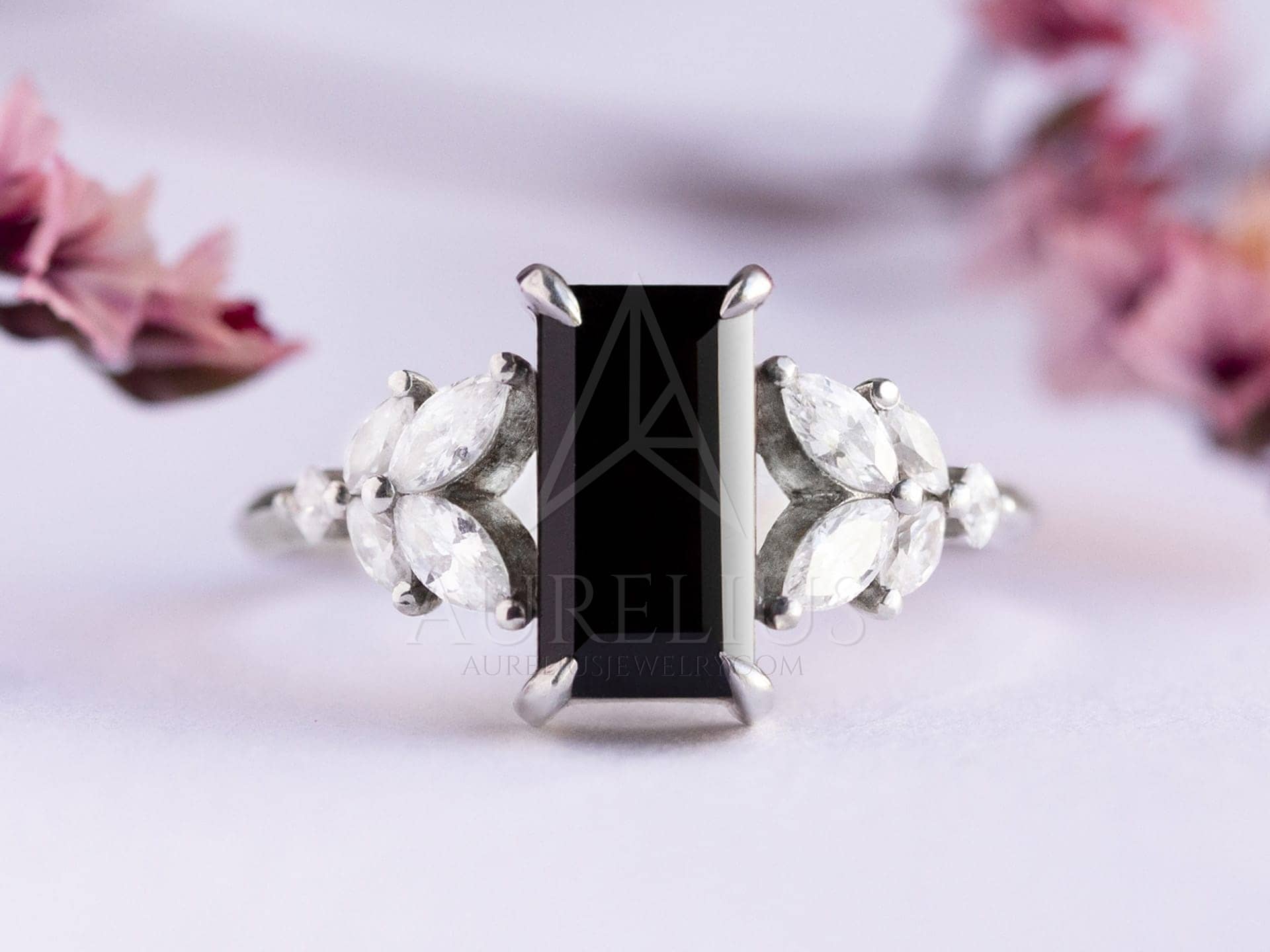 Pear Shaped Black Rutilated Quartz Engagement Ring Set Black Diamond Ring  Set Marquise Ring Set 7 Stone Ring Unique Bridal Set Jewelry Gift - Etsy