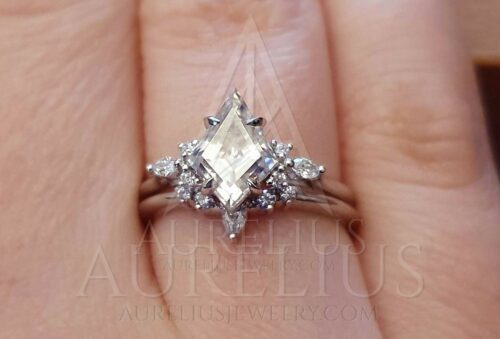 Kite Moissanite and Diamond Engagement Ring Set photo review
