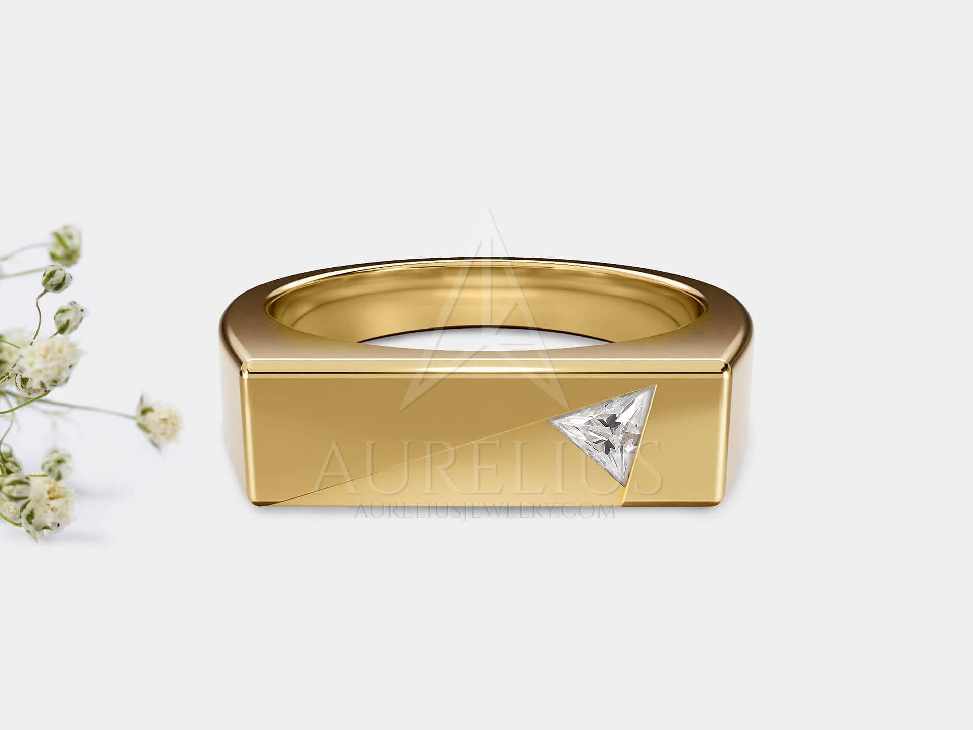 Men's Signet Wedding Ring - Emery