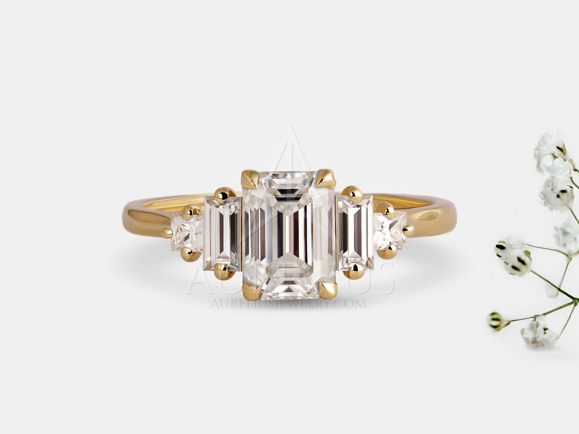 Moissanite Art Deco Engagement Ring - Julia
