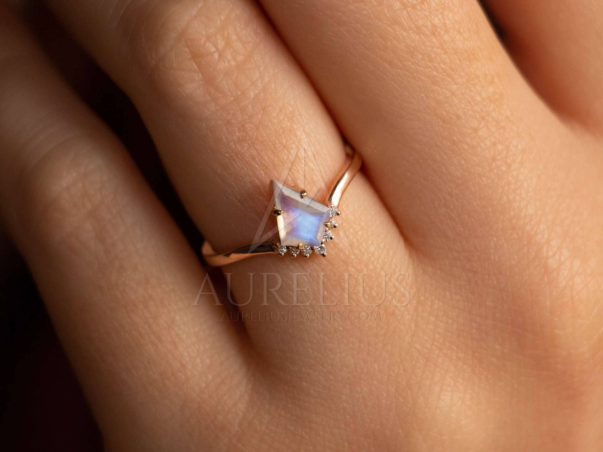 moonstone engagement ring on hand
