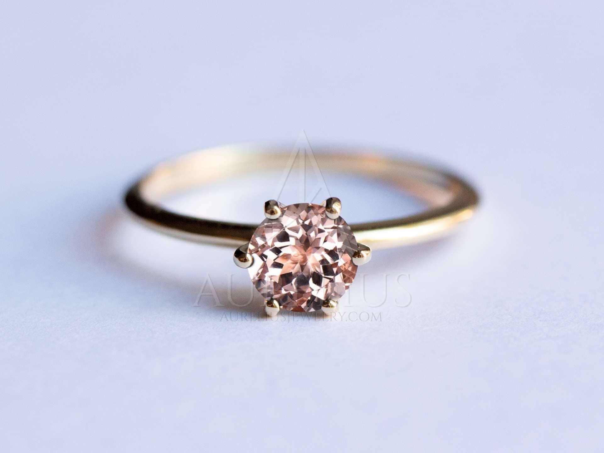 اكثر من اي شئ انفصال انتخاب  Round Morganite Solitaire Engagement Ring - Aurelius Jewelry