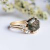natural piedra preciosa anillo de boda conjunto