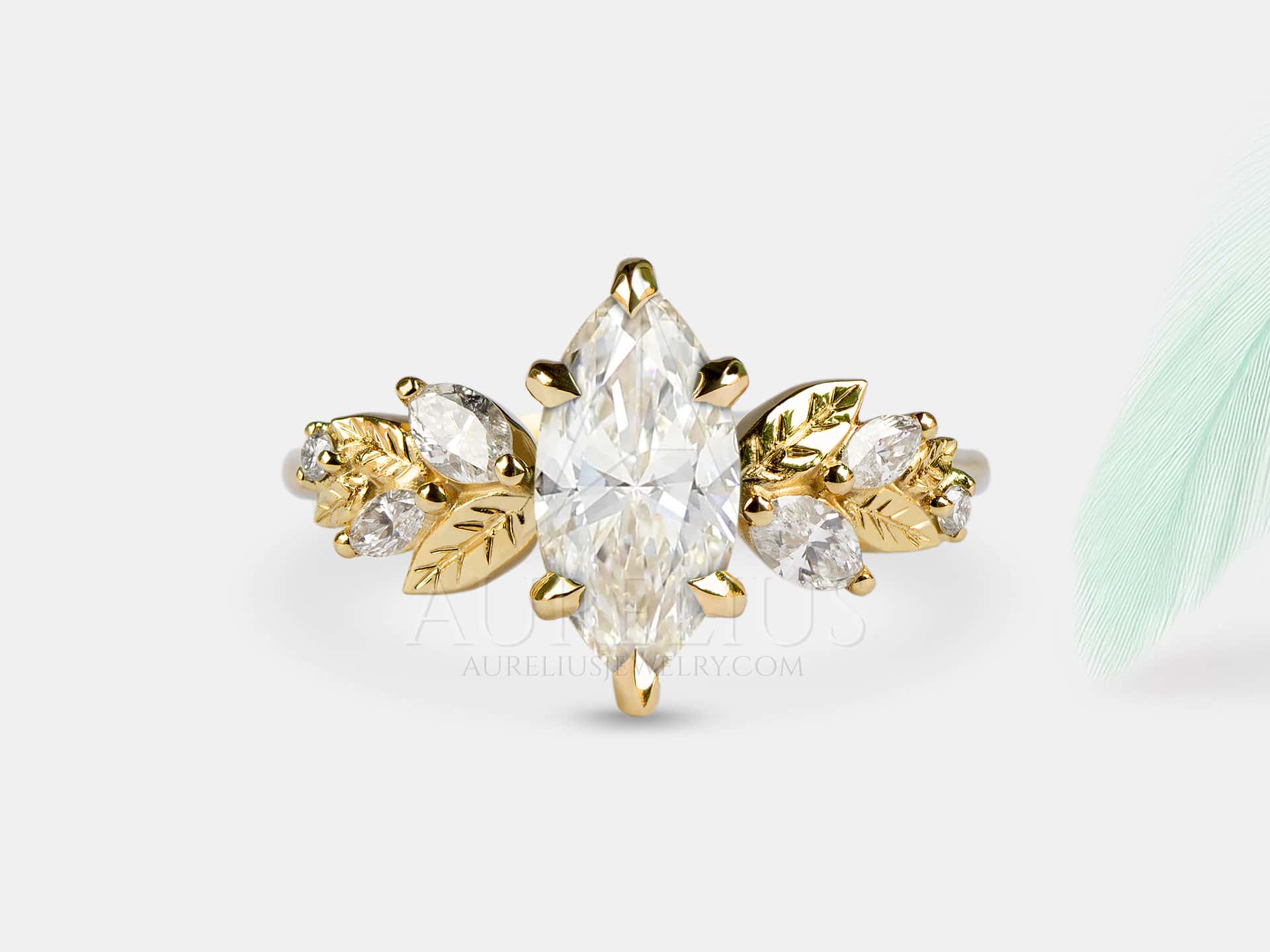 Nature-Inspired Marquise Moissanite Engagement Ring - Caroline