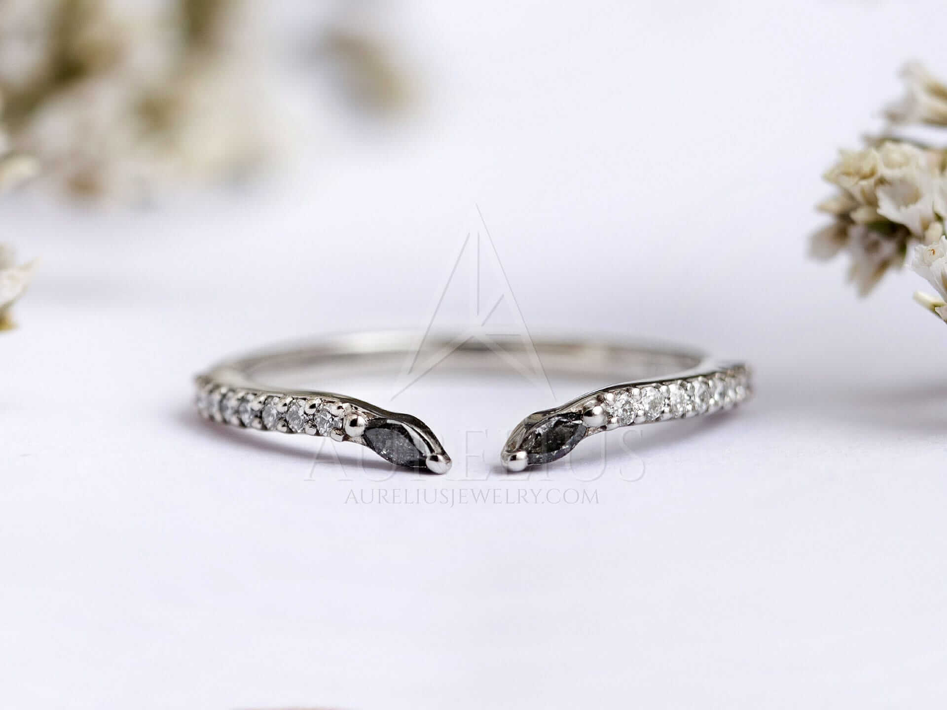 Open Eternity Wedding Ring with Marquise Salt and Pepper Diamond - Liv