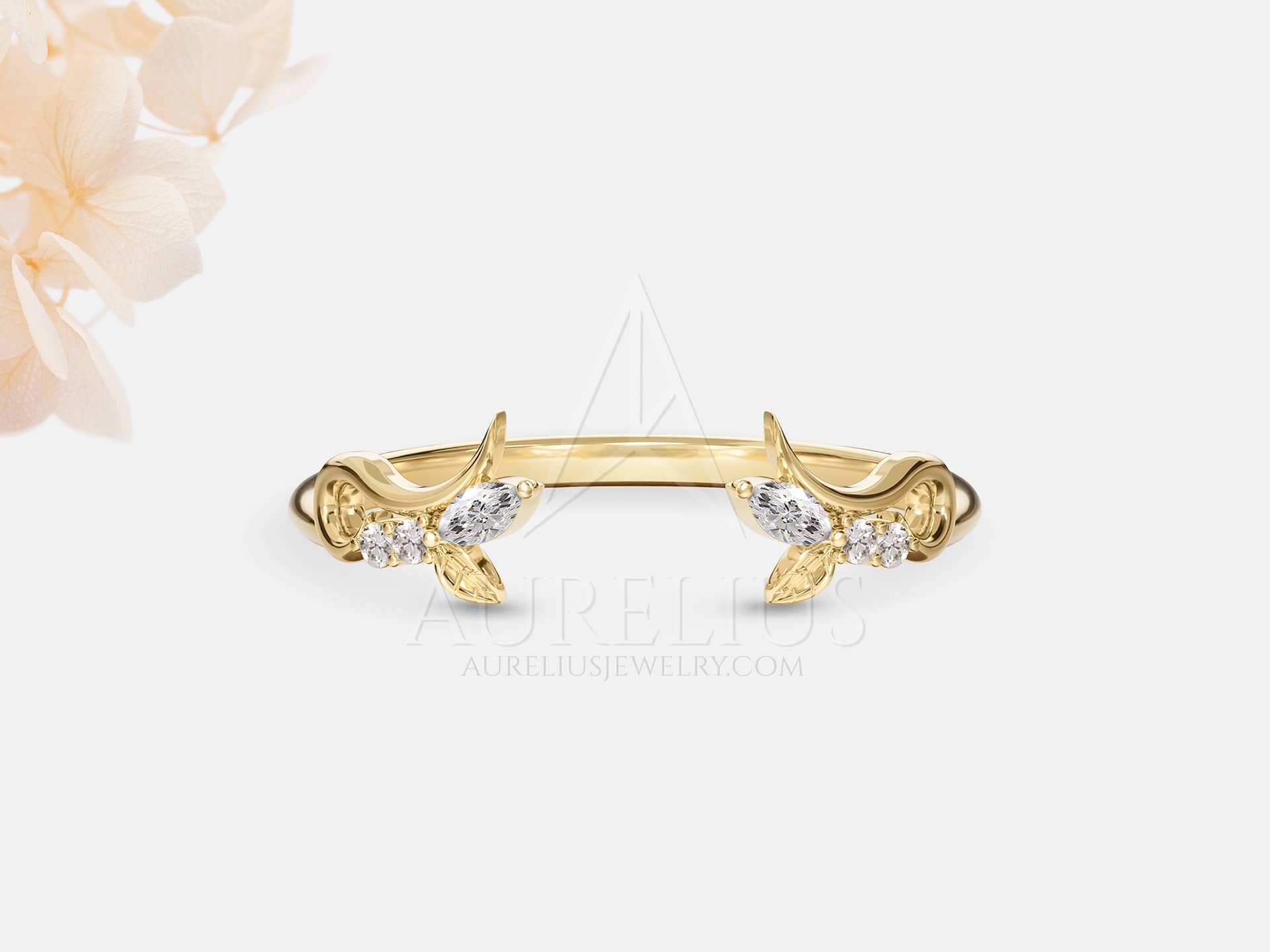 Open Leaf Wedding Ring - Mary